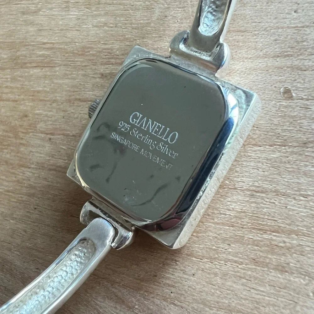 Vintage Gianello Sterling silver hinged bangle bracelet watch NEW BATTERY